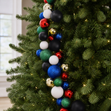 6 FT Blue, Black, White, Gold, Green, Red Ball Garland