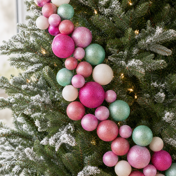4 FT Multicolor Glitter Ball Garland