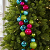 6 FT Teal, Lime Green & Fushia Ball Garland