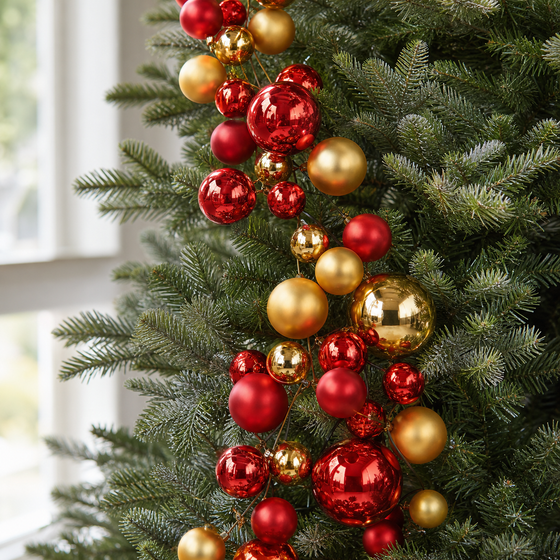 4 FT Red & Gold Shiny & Matte Ball Garland