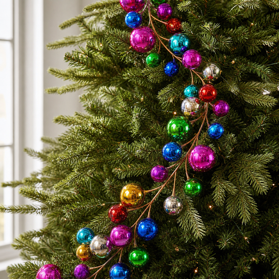 6 FT X 7" Shiny Multicolor Ball Garland