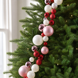 4 FT Pink, Red & White Ball Garland