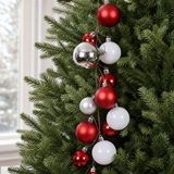 6 FT Red, Silver & White Ball Garland Shatterproof