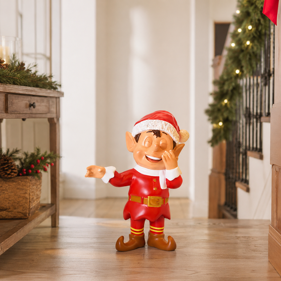 3 FT Red Santa Elf Laughing