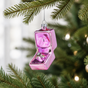 4'' Pink Engagement Ring In Box Glass Ornament
