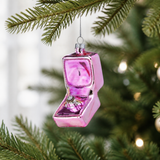 4'' Pink Engagement Ring In Box Glass Ornament
