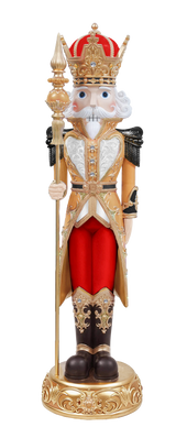 5 FT Red, Gold & Black Nutcracker With Staff