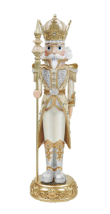 5 FT Gray, Gold & White King Nutcracker With Staff
