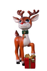 3 FT Cute Reindeer With Gift