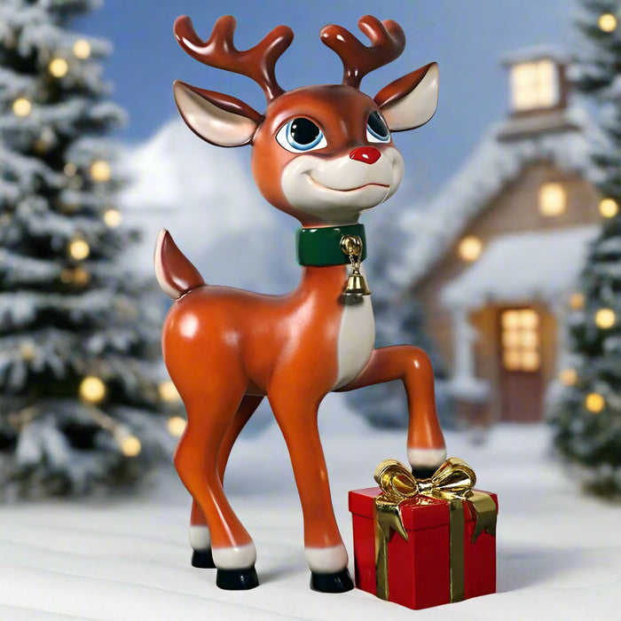 3 Ft Cute Reindeer With Gift