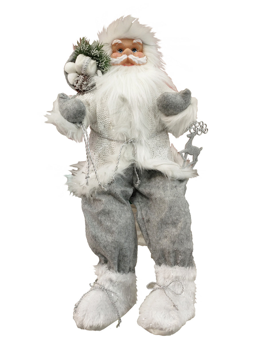 24" White Coat Sitting Santa