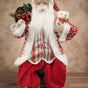 2 FT Peppermint Candy Sitting Santa With Teddy Bear