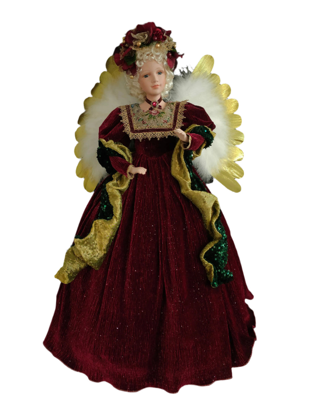 32" Burgundy & Gold Animated Musical Angel Tree Topper