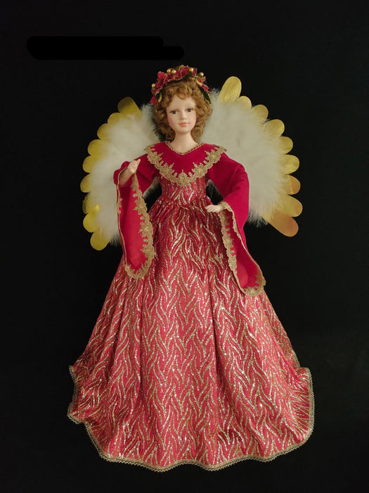 32" Red & Gold Animated Musical Angel