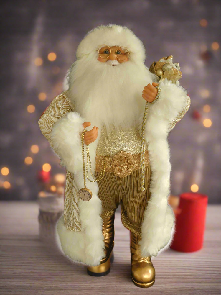 32" Gold & White Santa Claus