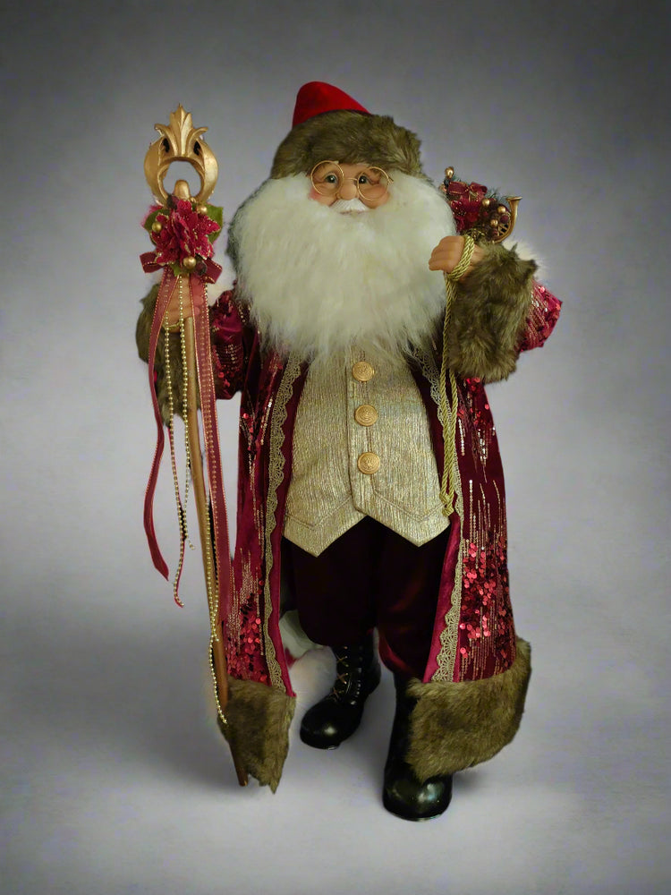 32" Burgundy & Gold Santa Claus