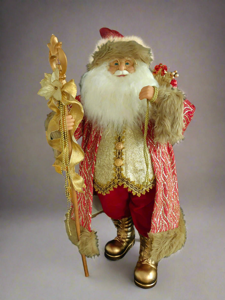 32" Red & Gold Santa Claus