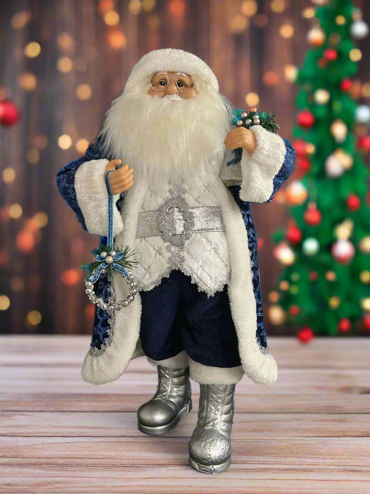 32" Blue & Silver Santa Claus