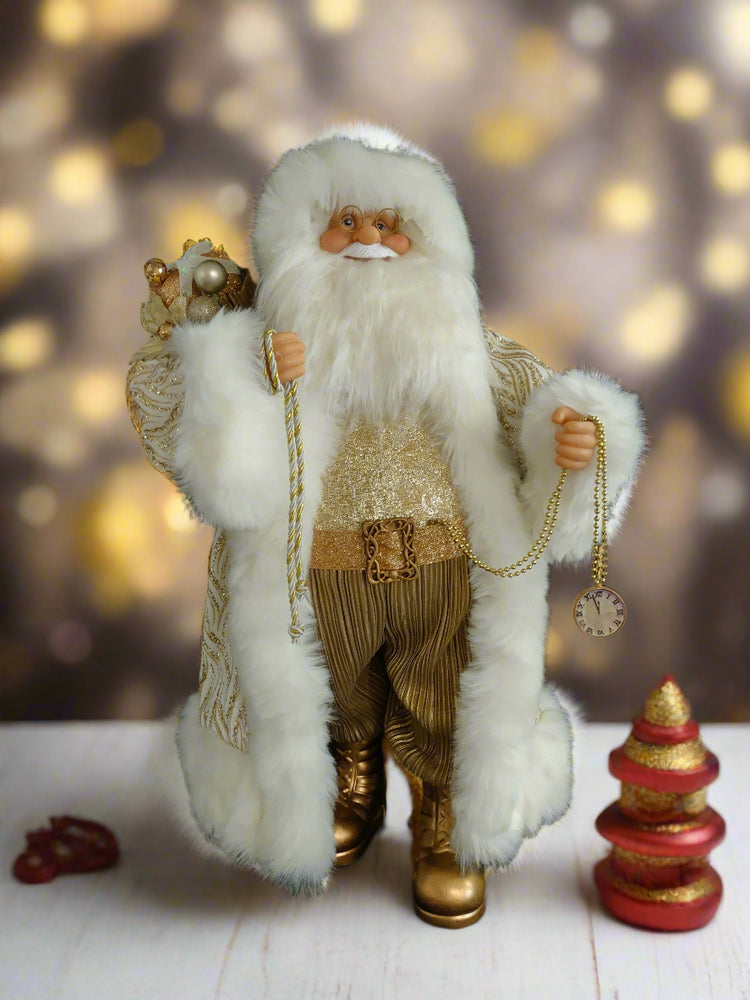24" White & Gold Santa Claus