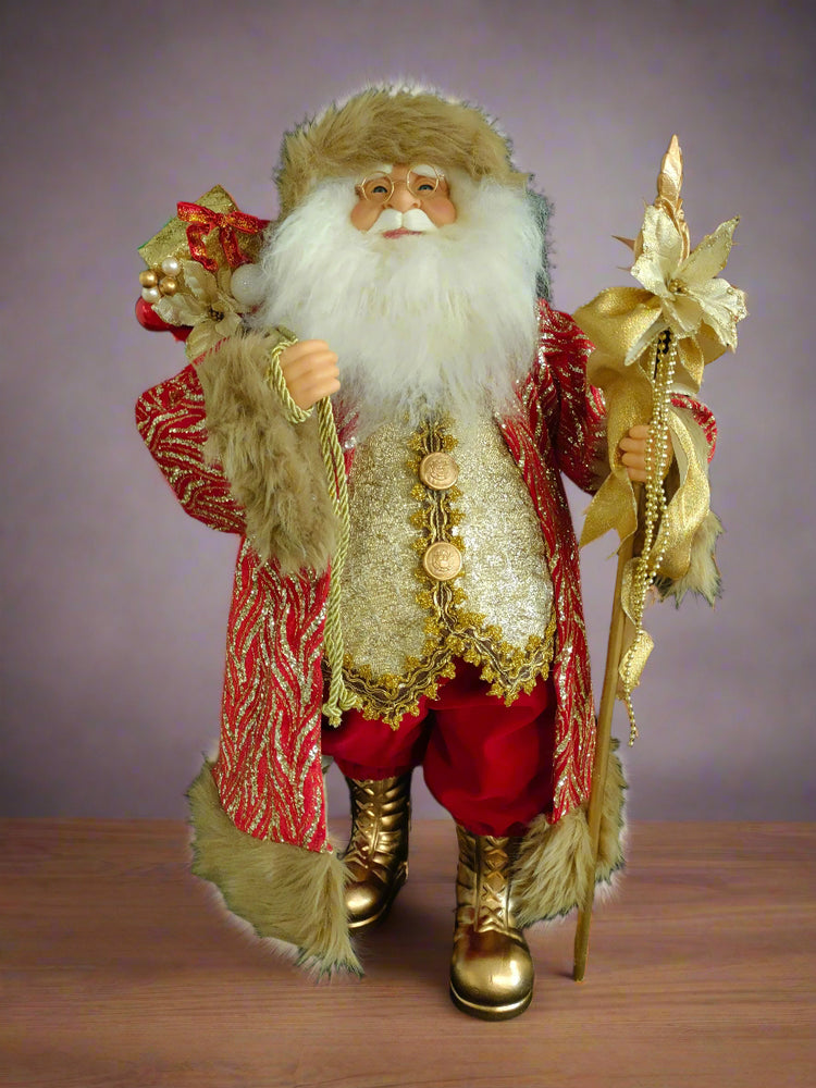 24" Red & Gold Santa Claus