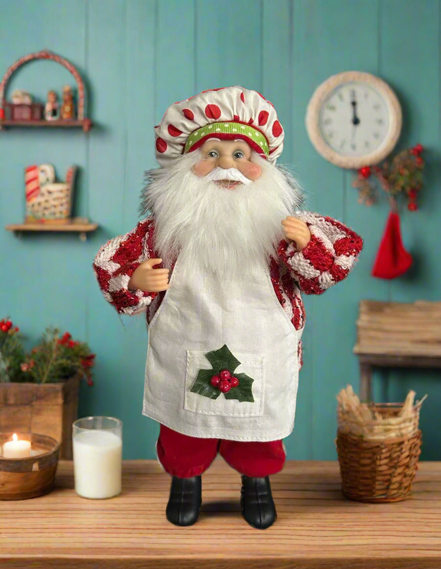 9" Red & White Santa With Apron
