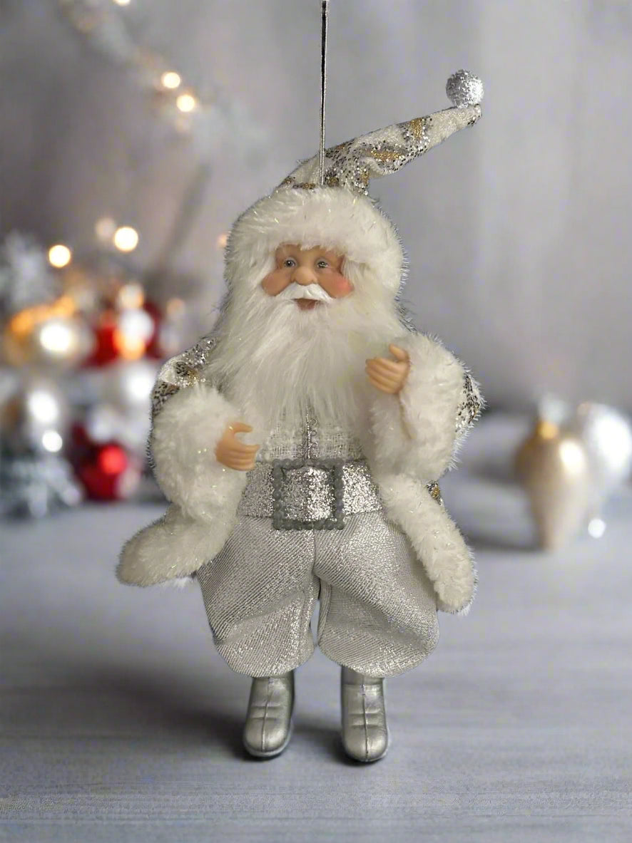9" Silver & White Santa Claus