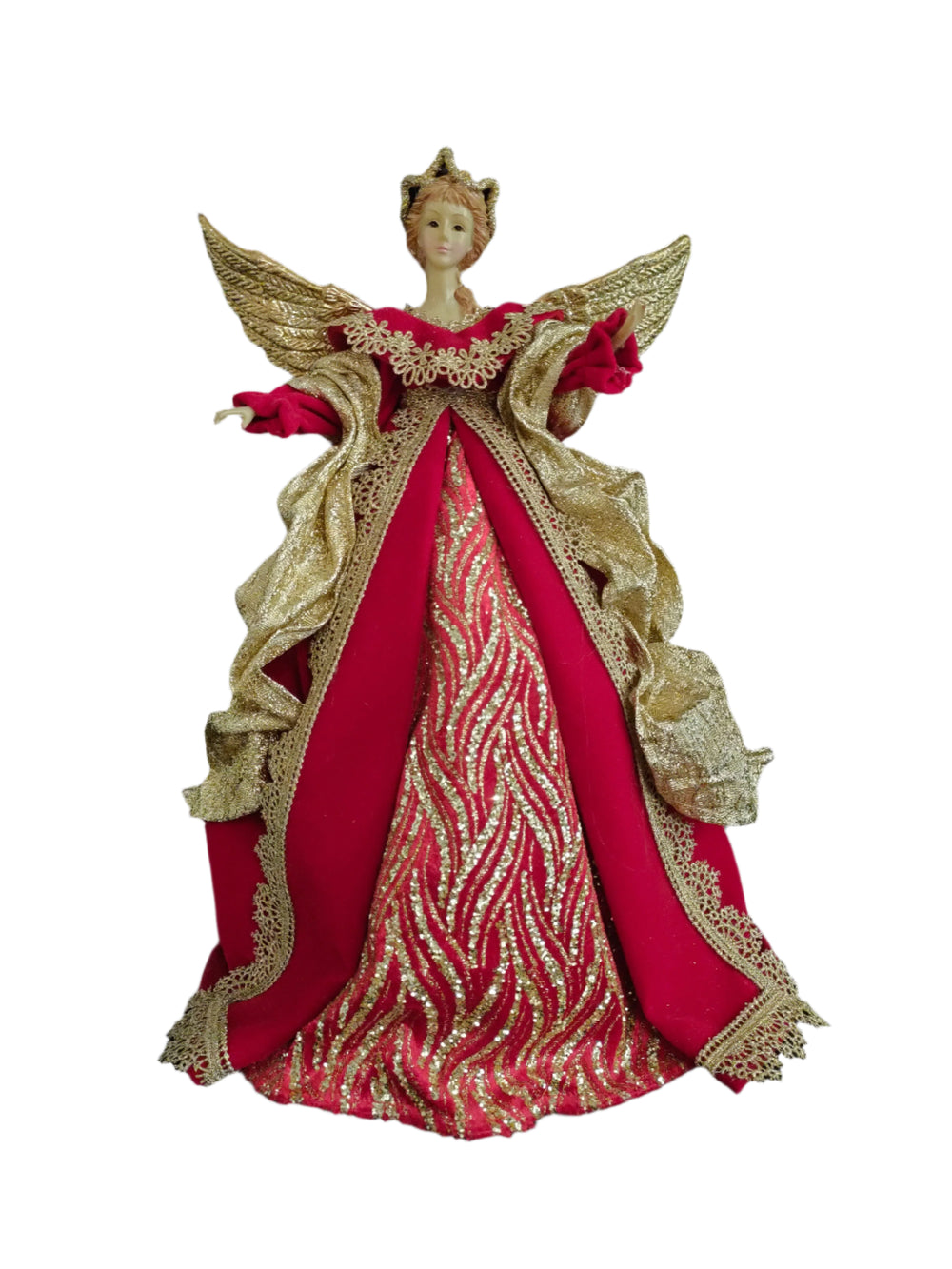 16" Red & Gold Fairy Tree Topper