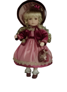 18" Red & Pink Doll With Purse