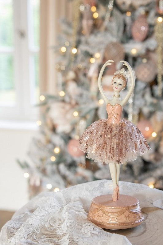 13" Pink Ballerina Music Box