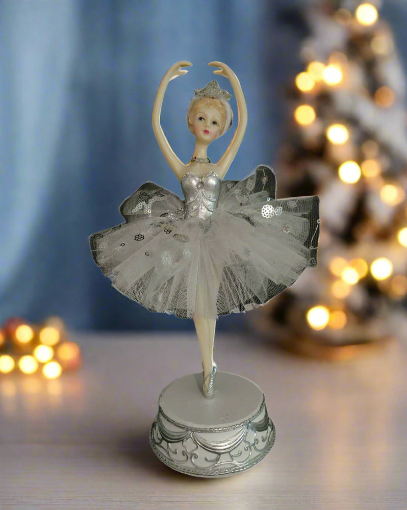 13" Silver Ballerina Music Box