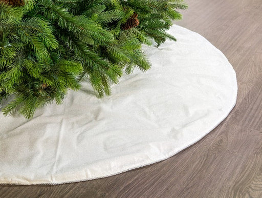 48" White Iridescent Glitter Tree Skirt With Silver Edge Trim