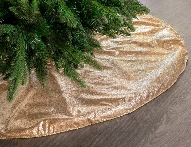 48" Gold Glitter Tree Skirt With Gold Edge Trim