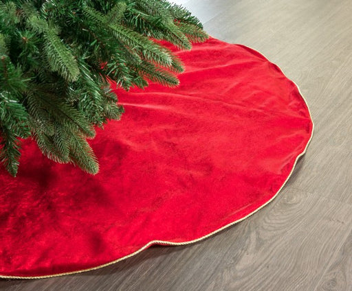 48" Red Velvet Tree Skirt With Gold Trim Edge