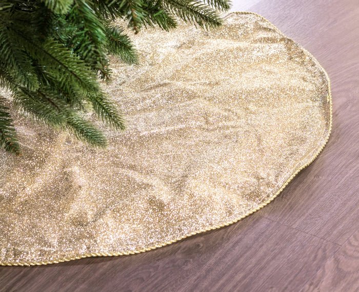 30" Light Gold Tree Skirt With Gold Edge Trim