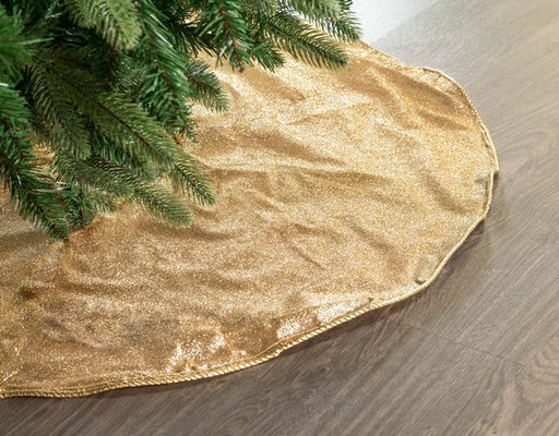 30" Gold Glitter Tree Skirt With Gold Edge Trim