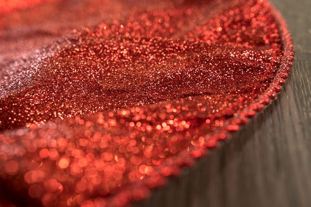 30" Red Glitter Tree Skirt With Red Edge Trim