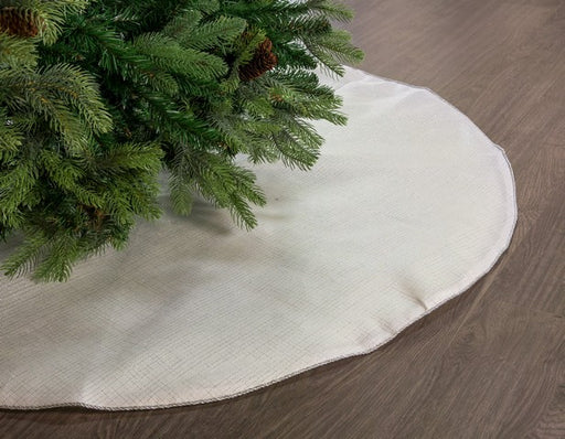 48" White Tree Skirt With Silver Edge Trim