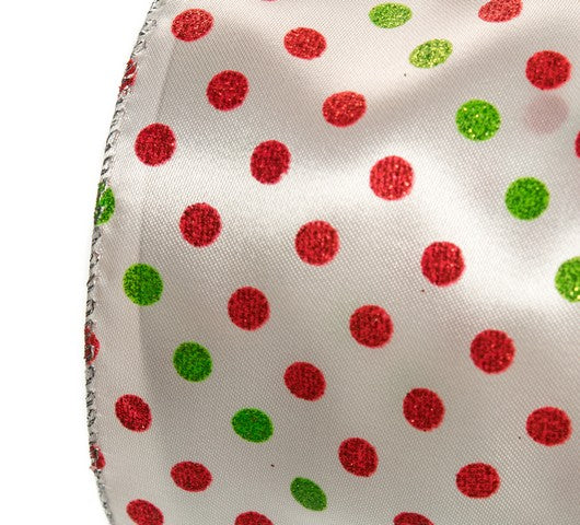 4" X 10YD Red & Green Dot Ribbon