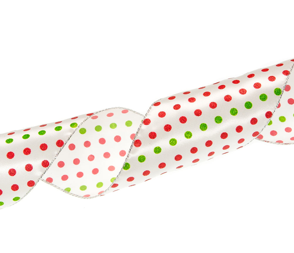 4" X 10YD Red & Green Dot Ribbon