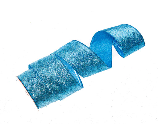 2.5" X 10YD Turquoise Glitter Ribbon