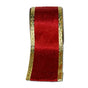 4" X 10YD Red & Gold Velvet Ribbon