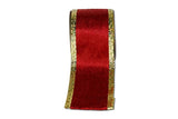 4" X 10YD Red & Gold Velvet Ribbon