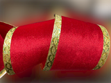 4" X 10YD Red & Gold Velvet Ribbon