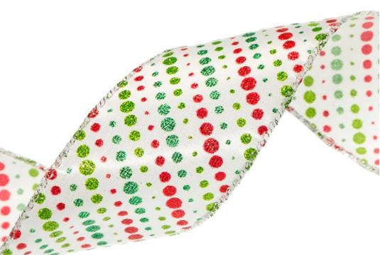 2.5" X 10YD White With Dots Ribbon