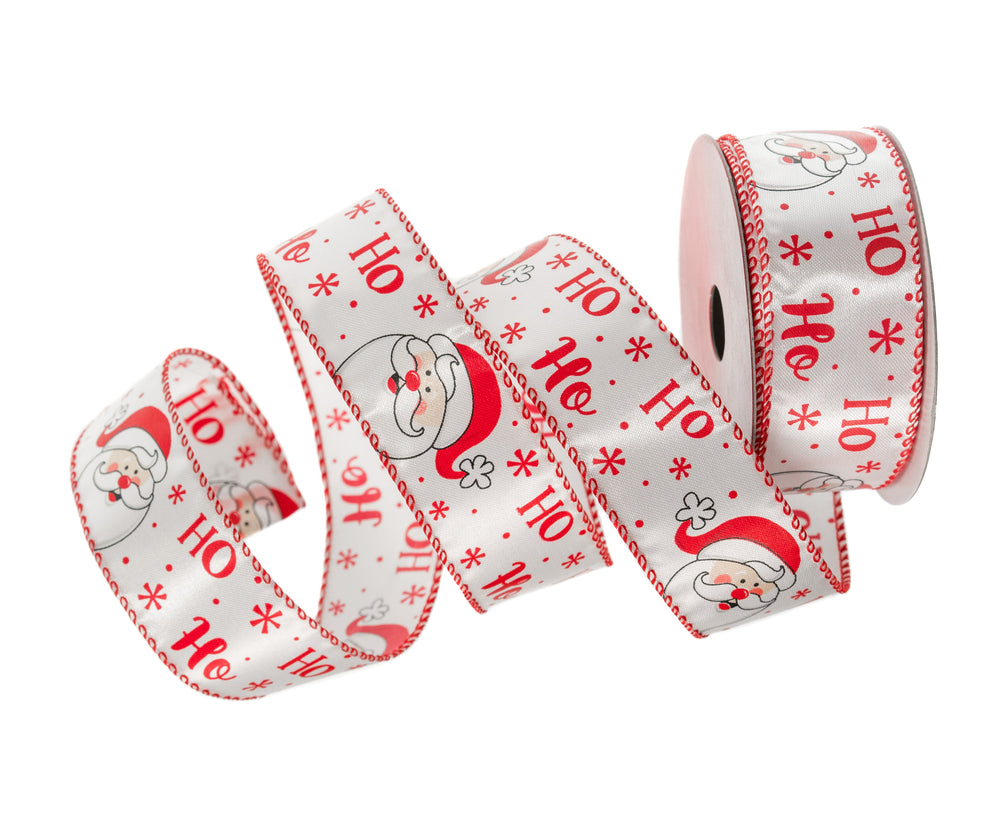 1.5" X 10YD White & Red Ho Ribbon