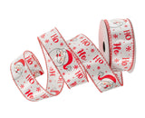1.5" X 10YD White & Red Ho Ribbon