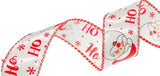 1.5" X 10YD White & Red Ho Ribbon