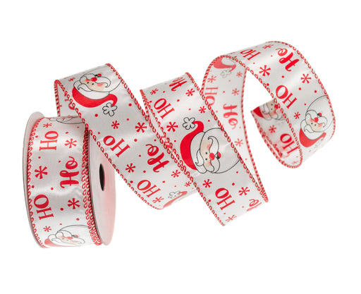 1.5" X 10YD White & Red Ho Ribbon