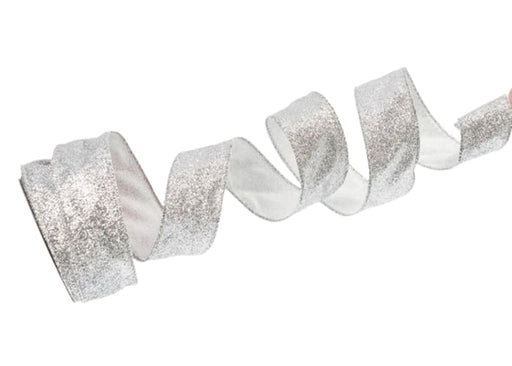 1.5" X 10YD Silver Glitter Ribbon