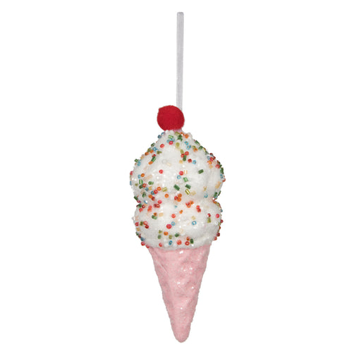 6" Ice Cream Cone With Sprinkles Ornament